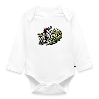 MTB Downhill Pulse Heartbeat Biker Adrenaline Speed - Organic Longsleeve Baby Bodysuit - white - Front