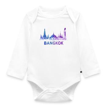 Bangkok Skyline - Baby Bio-Langarm-Body - Weiß - Vorne