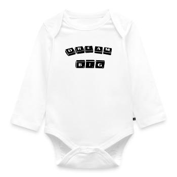 Dream Big Bold Typography Lettering Tiles - Organic Longsleeve Baby Bodysuit - white - Front