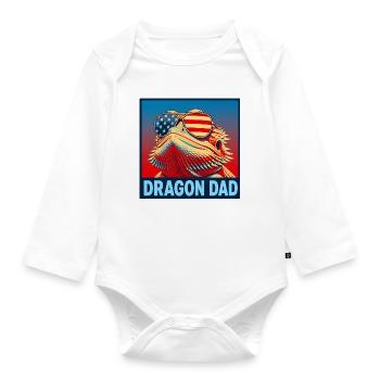 Patriotischer Drachen-Papa, lustiger Bartagamen-Pa - Baby Bio-Langarm-Body - Weiß - Vorne