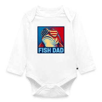Patriotic Fish Dad – Funny Fish Dad for - Organic Longsleeve Baby Bodysuit - white - Front