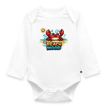 Strandlaune Krabbe Design - Baby Bio-Langarm-Body - Weiß - Vorne