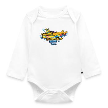 Sommergleiter Krokodil mit Schlauchboot - Baby Bio-Langarm-Body - Weiß - Vorne