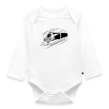 Train Comic Style - Organic Longsleeve Baby Bodysuit - white - Front