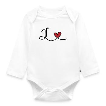 Initiale de la lettre L - Body Bébé bio manches longues - blanc - Devant