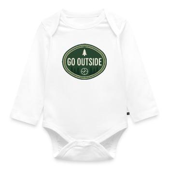 Gehen Sie nach draußen: Retro Nature Compass Vintage-Abzeichen - Baby Bio-Langarm-Body - Weiß - Vorne