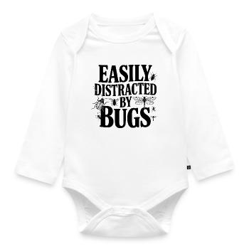 Easily Distracted by Bugs - Organic Longsleeve Baby Bodysuit - white - Front