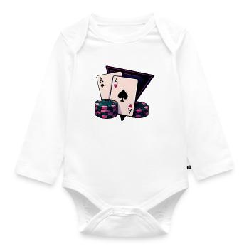 Neon Ace Poker Druck - Baby Bio-Langarm-Body - Weiß - Vorne