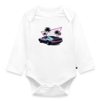 Retro-Neon-Autos und Palmen - Baby Bio-Langarm-Body - Weiß - Vorne