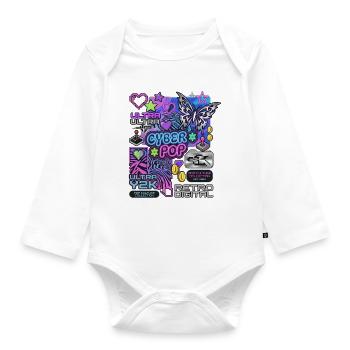 Cyber Pop Y2K Retro Digital Aesthetic Collage - Baby Bio-Langarm-Body - Weiß - Vorne