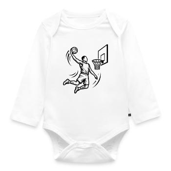 Basketballspieler Dunking Streetball Verein - Baby Bio-Langarm-Body - Weiß - Vorne