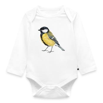 Bird Pop Art: Yellow Brookbird - Organic Longsleeve Baby Bodysuit - white - Front