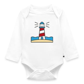 Lighthouse by the sea - Organic Longsleeve Baby Bodysuit - white - Front