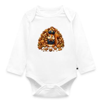 Police squirrel in nut pile - Organic Longsleeve Baby Bodysuit - white - Front