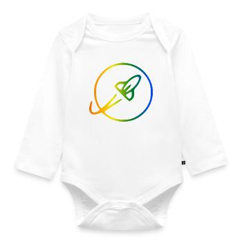 Rakete Regenbogen Umlaufbahn - Baby Bio-Langarm-Body - Weiß - Vorne