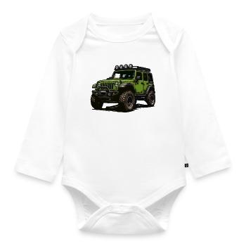Green Jeep Off-Road Adventure - Organic Longsleeve Baby Bodysuit - white - Front