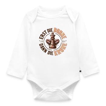 Funny Chess Coffee T-Shirt | Gift Idea - Organic Longsleeve Baby Bodysuit - white - Front