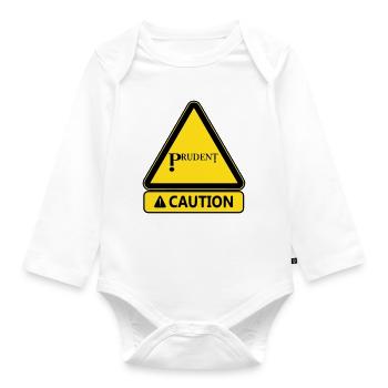 Cautionary Warning Triangle - Organic Longsleeve Baby Bodysuit - white - Front