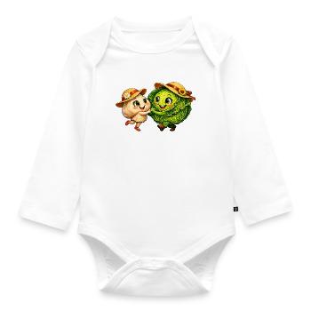 Dancing vegetables - Organic Longsleeve Baby Bodysuit - white - Front