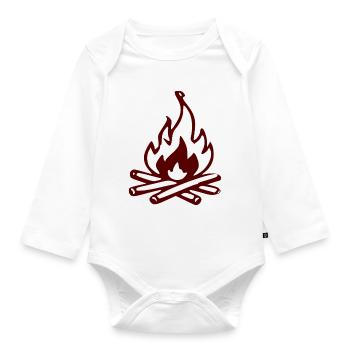 Campfire Silhouette Red - Organic Longsleeve Baby Bodysuit - white - Front