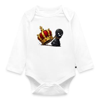 Crown Collision King vs Peasant Spy - Organic Longsleeve Baby Bodysuit - white - Front