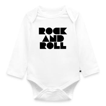 Rock and Roll Geometric Bold Typografie - Baby Bio-Langarm-Body - Weiß - Vorne