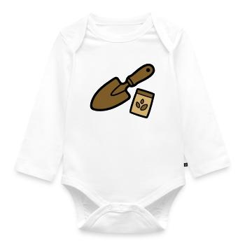 Gartenwerkzeug Saatgut Gärtner Landschaftsbau - Baby Bio-Langarm-Body - Weiß - Vorne