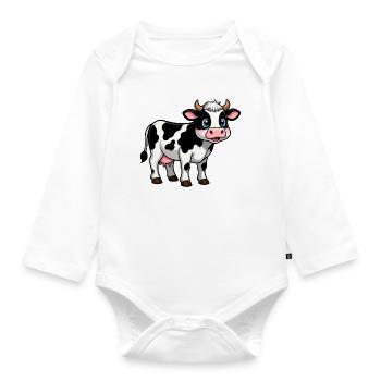 Kuh Bauern Geschenk - Baby Bio-Langarm-Body - Weiß - Vorne