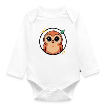 Hibou mignon - Body Bébé bio manches longues - blanc - Devant