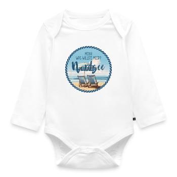 Moin! Was willste Meer? – Nordsee Design - Baby Bio-Langarm-Body - Weiß - Vorne