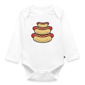 Hot Dog Dackel Hund Lustig Fast Food - Baby Bio-Langarm-Body - Weiß - Vorne