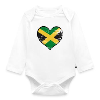 Jamaika_Herzflagge_used - Body Bébé bio manches longues - blanc - Devant