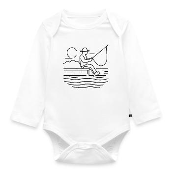 Fischer Zeichnung - Baby Bio-Langarm-Body - Weiß - Vorne