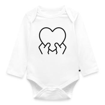 Zwei Hände halten das Herz - Baby Bio-Langarm-Body - Weiß - Vorne