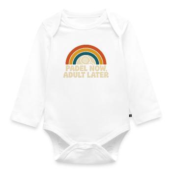 Padel Now Adult Later Funny Padel Player Quote - Organic Longsleeve Baby Bodysuit - white - Front