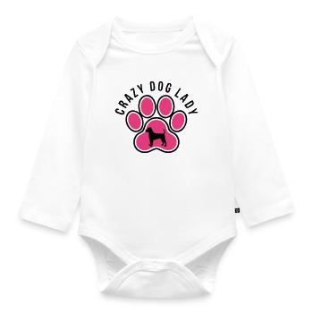 Dog Paw Crazy Dog Lady Dog Mom Mistress - Organic Longsleeve Baby Bodysuit - white - Front