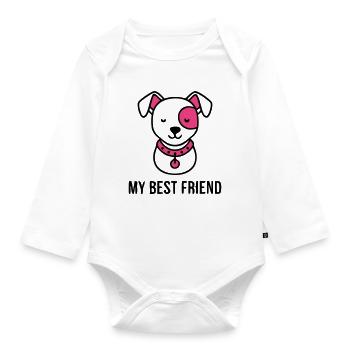 Bester Freund Hundeliebe Hundemama Gassi Gehen - Baby Bio-Langarm-Body - Weiß - Vorne