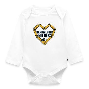 Handwerker mit Herz – Zollstockherz - Baby Bio-Langarm-Body - Weiß - Vorne