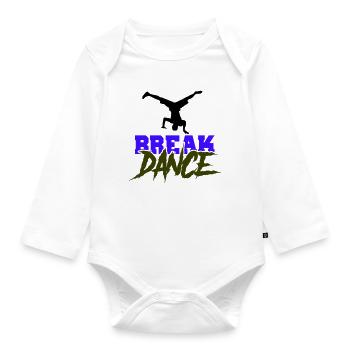 Breakdance Schriftzug Kontrast - Baby Bio-Langarm-Body - Weiß - Vorne