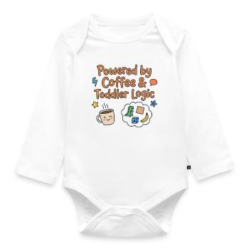 Angetrieben von Kaffee- und Kleinkindlogik - Baby Bio-Langarm-Body - Weiß - Vorne