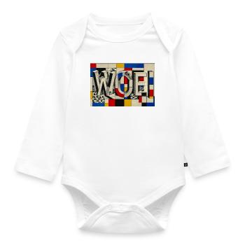 Mondrian Geometric Word Art - Organic Longsleeve Baby Bodysuit - white - Front