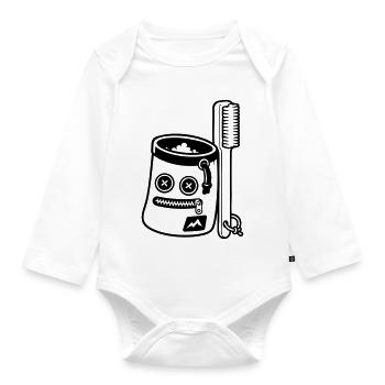 Bouldering Chalkbag Brush Motif - Organic Longsleeve Baby Bodysuit - white - Front