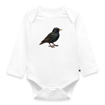 Star Vogel  - Baby Bio-Langarm-Body - Weiß - Vorne