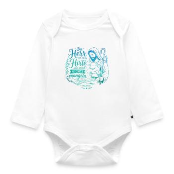 Der Herr ist mein Hirte Psalm 23 - Baby Bio-Langarm-Body - Weiß - Vorne