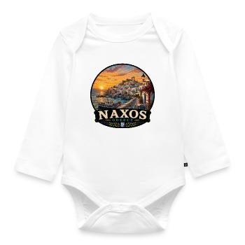 Naxos Greece Vacation Sunset - Organic Longsleeve Baby Bodysuit - white - Front