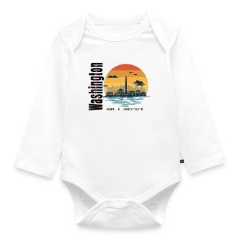 America Washington Sunset Design - Baby Bio-Langarm-Body - Weiß - Vorne
