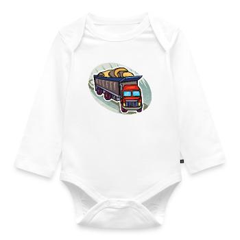 Rock Solid Retro Dump Truck Design - Organic Longsleeve Baby Bodysuit - white - Front