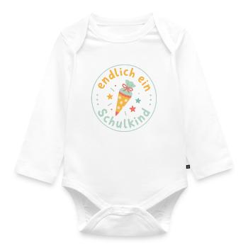 Endlich Schulkind Illustration - Baby Bio-Langarm-Body - Weiß - Vorne