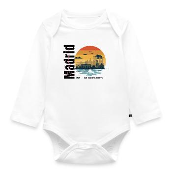 Madrid Skyline Retro Sunset - Organic Longsleeve Baby Bodysuit - white - Front