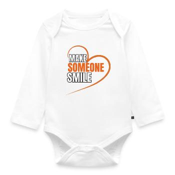 Make Someone Smile Minimalist Heart Typography - Organic Longsleeve Baby Bodysuit - white - Front